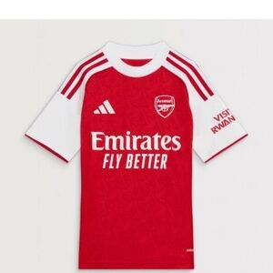 NWT Arsenal Adidas Kids Red and White home Jersey youth medium